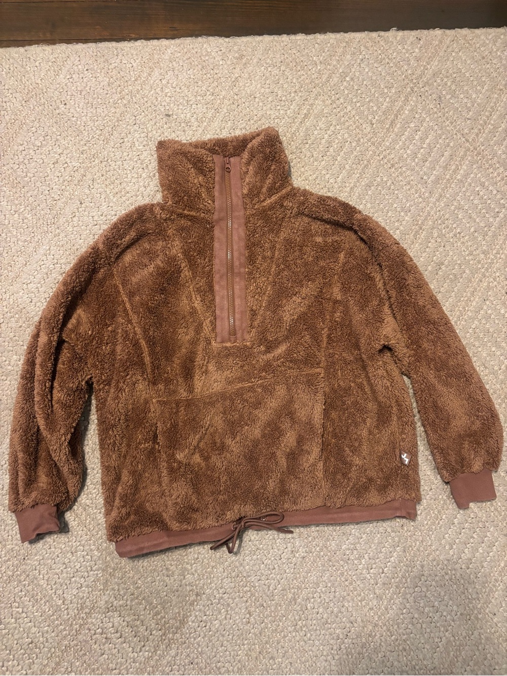 JoyLab Brown Sherpa Half-Zip Pullover Jacket